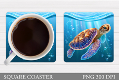 Sea Turtle Coaster Design. Turtle Sublimation Product Image 1