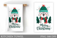 Cute Wolf Kitchen Towel. Christmas Kitchen Towel Design Product Image 1