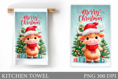 Christmas Cow Kitchen Towel. Christmas Kitchen Towel Design Product Image 1