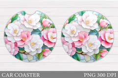 Floral Coaster Design. Flowers Car Coaster Sublimation Product Image 1