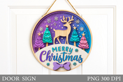 Christmas Deer Door Sign. Christmas Door Sign Sublimation Product Image 1