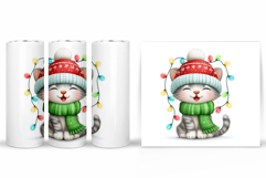 Christmas Cat Tumbler Design. Christmas Tumbler Sublimation Product Image 2