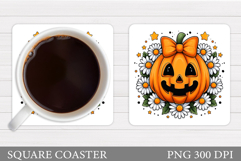 Halloween Pumpkin Coaster. Halloween Pumpkin Sublimation Product Image 1