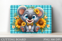 Cute Koala Cutting Board. Koala Flowers Cutting Board Design Product Image 1
