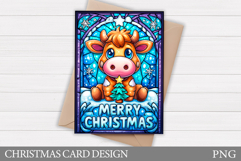 Christmas Cow Card Printable. Christmas Card Design Product Image 1