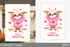 Valentines Sloth Garden Flag. Valentines Garden Flag Design Product Image 1