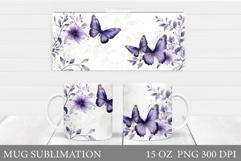 Butterflies Mug Sublimation. Butterfly Mug Design Product Image 1