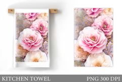 Flowers Kitchen Towel. Floral Kitchen Towel Sublimation Product Image 1
