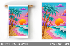 Palm Tree Kitchen Towel. Starfish Kitchen Towel Sublimation Product Image 1
