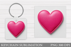 3D Heart Keychain Design. Valentines Keychain Sublimation Product Image 1