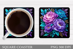 Flowers Coaster Sublimation. Floral Coaster Design Product Image 1