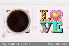 Love Coaster Sublimation. Valentines Coaster Design Product Image 1