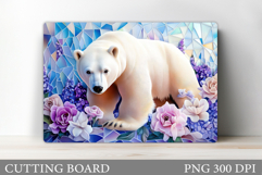 Polar Bear Cutting Board. Bear Flowers Cutting Board Design Product Image 1
