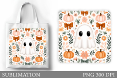Ghost Tote Bag Sublimation. Halloween Tote Bag Design Product Image 1