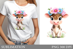 Cute Cow Sublimation. Cute Cow T-Shirt Design Product Image 1