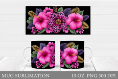 Flowers Mug Sublimation. Floral Mug Wrap Design Product Image 1