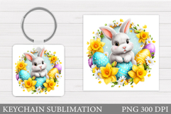 Easter Bunny Keychain Sublimation. Easter Keychain Design Product Image 1