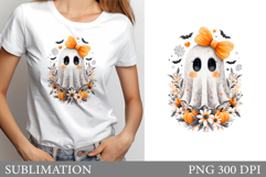 Halloween Ghost Sublimation. Cute Ghost T-Shirt Design Product Image 1