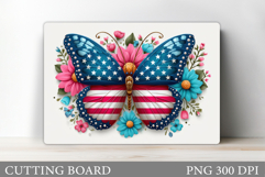 Patriotic Butterfly Cutting Board. Patriotic Sublimation Product Image 1