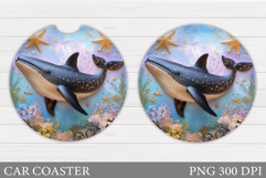Whale Car Coaster. Sea Car Coaster Sublimation Product Image 1