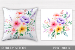 Floral Pillow Design. Flowers Pillow Sublimation Product Image 1