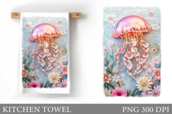 Jellyfish Kitchen Towel Design. Jellyfish Sublimation Product Image 1