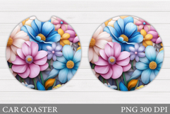 Flowers Car Coaster Design. Flowers Car Coaster Sublimation Product Image 1
