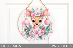 Christmas Deer Door Sign. Christmas Door Sign Sublimation Product Image 1
