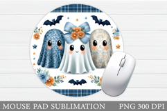 Cute Ghost Mouse Pad Design. Halloween Mouse Pad Sublimation Product Image 1