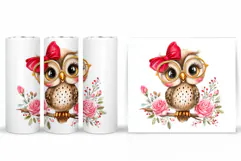 Cute Owl Tumbler Design. Cute Owl Sublimation Product Image 2