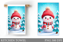 Snowman Kitchen Towel Design. Christmas Kitchen Towel Product Image 1