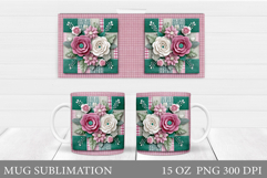 Flowers Mug Sublimation. Floral Mug Wrap Design Product Image 1