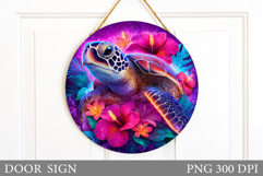 Turtle Door Sign Sublimation. Summer Door Sign Design Product Image 1