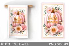 Pumpkin Kitchen Towel. Flowers Kitchen Towel Design Product Image 1