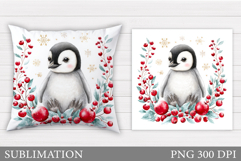 Christmas Penguin Pillow. Christmas Pillow Design Product Image 1
