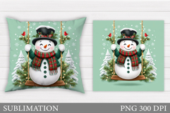 Christmas Snowman Pillow. Christmas Pillow Sublimation Product Image 1