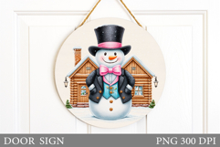 Christmas Snowman Door Sign. Christmas Door Sign Design Product Image 1
