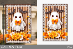 Cute Ghost Garden Flag. Cute Halloween Garden Flag Design Product Image 1