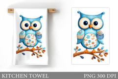 Cute Owl Kitchen Towel Design. Cute Owl Sublimation Product Image 1