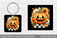 Halloween Pumpkin Keychain. Halloween Ghost Keychain Design Product Image 1