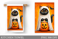Halloween Cat Kitchen Towel. Halloween Kitchen Towel Design Product Image 1