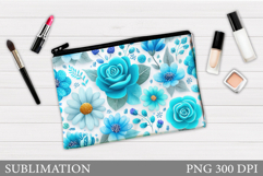 Flowers Makeup Bag Design. Floral Makeup Pouch Sublimation Product Image 1