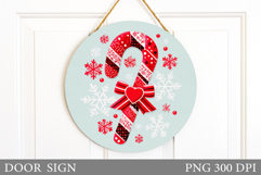 Candy Canes Door Sign Design. Merry Christmas Door Sign Product Image 1