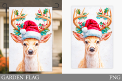 Reindeer Garden Flag. Christmas Garden Flag Sublimation Product Image 1