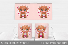 Valentines Cow Mug Sublimation. Valentines Mug Wrap Design Product Image 1