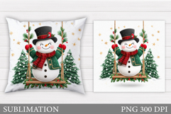 Christmas Snowman Pillow. Christmas Pillow Sublimation Product Image 1