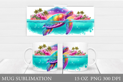 Sea Turtle Mug Sublimation. Sea Turtle Mug Wrap Design Product Image 1