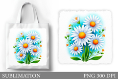 Daisy Flowers Tote Bag. Flowers Sublimation Product Image 1