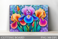 Irises Cutting Board. Flowers Cutting Board Sublimation Product Image 1