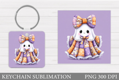 Halloween Ghost Keychain. Halloween Keychain Sublimation Product Image 1